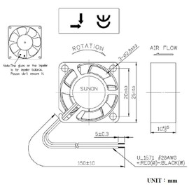 Sunon MF25101V21000UA99 Fan 12 V DC 0.36 W 25 x 25 x 10 mm 5.1 m³/h 5.1 m³/h 5.1 m³/h