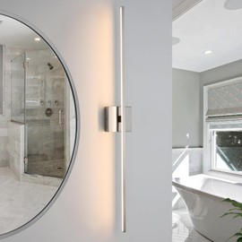 CCYCOL Bathroom Lighting Fixtures Over Mirror - 39 Inch Brushed Nickel Vanity Lights for Bathroom 28W Dimming LED Vanity Light Bar 3500K Modern Wall Sconce Lighting for Mural