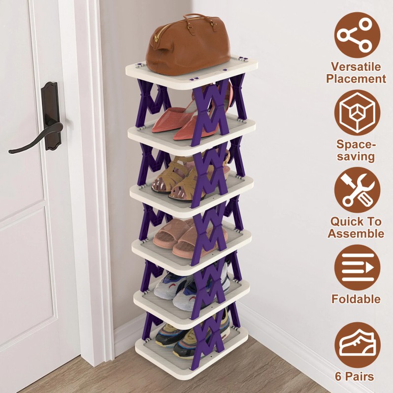 NewHome Small 6 Tier Narrow Vertical Shoe Rack Organizer for