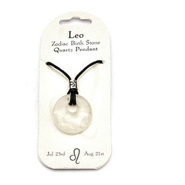 British Fossils Leo Zodiac Quartz Donut Pendant with Leather Thong …