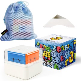 Oostifun MP 3 x 3 x 3 Puzzle Cube Toy Sticker Less 3 x 3 3D Rotating Cube with Display Stand Bag