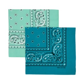 Vamqor Bandana Single Pack & Double Pack Cotton for Men and Women 22 Inch(Turquoise&Mint)
