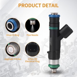 AISHAN 6PCS Fuel Injectors 4 Holes Compatible with Jeep Wrangler 2007-2010, for Dodge Caravan 2008-2010, for Chrysler Town & Country 2008 2009 2010 V6 3.3L 3.8L Replace 0280158119 FJ1029 4G2060 MP1100