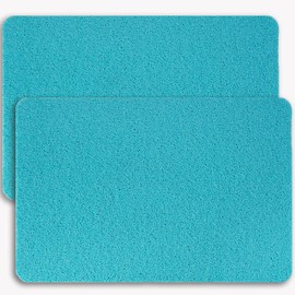 Hargiis Non-Slip Bathtub Mat, 2 Pack Anti Slip Shower Mat, Fast Drying Bathtub Mats, Foot Scrubber Mat, Anti Slip Mat for Tub, Floor, Bathroom, Kitchen, Home, Hotel (Turquoise Blue 24"×16"+24"×16")