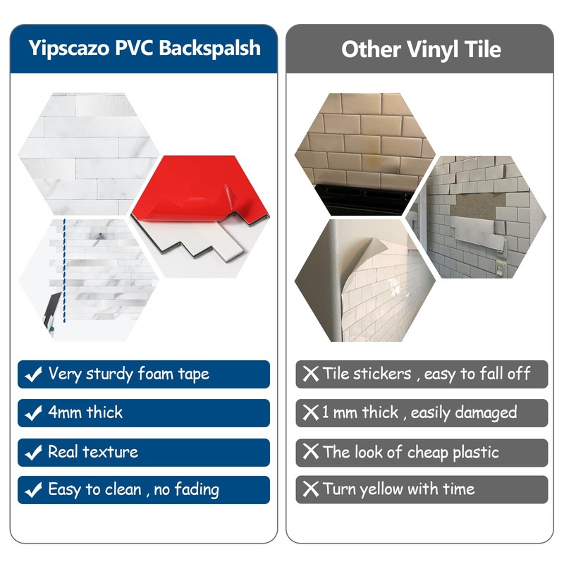 Yipscazo Metal Tile Backsplash Peel and Stick for Kitchen Bathroom