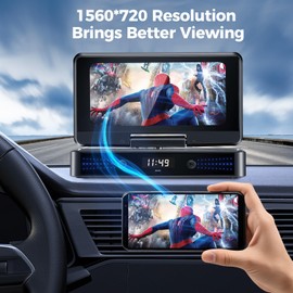 Portable Wireless Apple Carplay and Android Auto for Car, 3W Dual-Chamber Speaker, 1560 * 720 High Resolution Screen Car Stereo with Mirror Link, Reversing Image, Dash Cam, Siri, GPS, BT, AUX