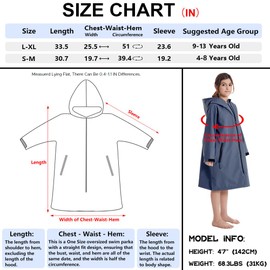 Hiturbo Kids Waterproof Swim Parka: Thin Fleece Swimming Coat - Oversized Swimmer Jacket - Knee Length Swim Team Outfit (4-8Y, Navy)