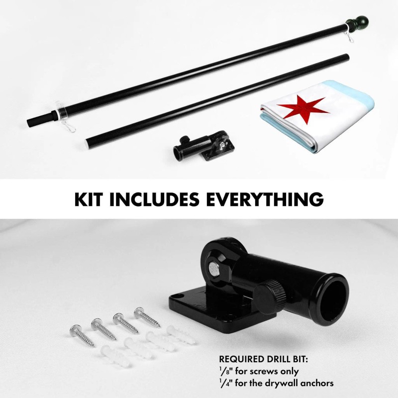 UD_G128 Flag Pole 5 FT Black Tangle Free & Chicago