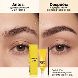 Gel Fijador de Cejas Maquillaje Waterproof Cejas Efecto Laminado Con Brocha y Cepillo Gel Para Peinar Cejas Larga Duracion Alta Fijación