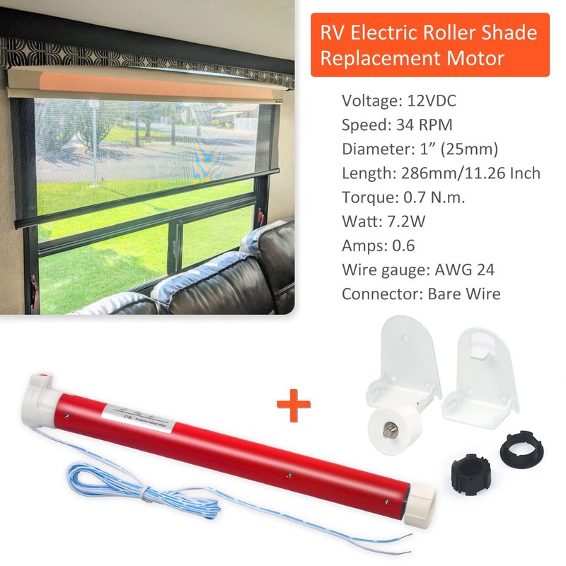 Rollerhouse 12V DIY Electric Roller Blind/Shade Tubular Motor Kit, Hard