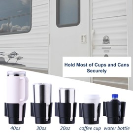 Universal Large Cup Holder Wall Mount, Heavy Duty Plastic Drink Holder for Boat Car Truck RV Bus Tractor Wall Wood, Vertical or Horizontal Mount, Fit Most Cups, Bottles, Cans, Tumblers Black Pack of 1