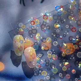 JMEOWIO 3D Embossed Colorful Bubbles Nail Art Stickers Decals Self-Adhesive 5D Nail Supplies Nail Art Design Decoration Accessories 1 Sheets