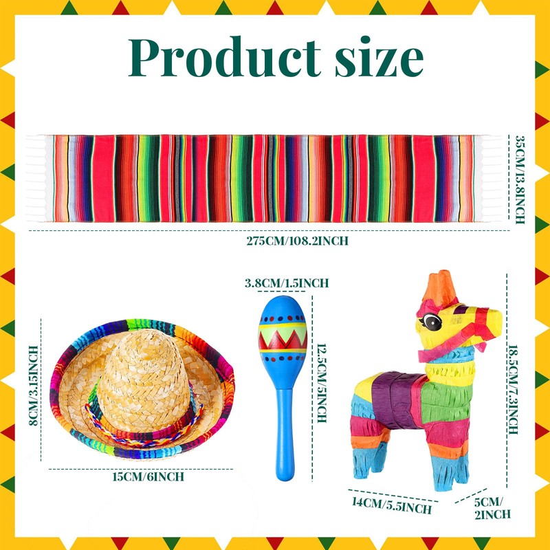 Libima 54 Pcs Mexican Decor Fiesta Decorations Include 12 Mini