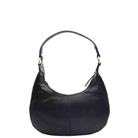 A1 FASHION GOODS Classic Shoulder Hobo Real Leather Zip Bag Womens GEMMA (Black)