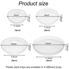 HOMEANING 20 Pack Plant Saucers of 6, 8, 10, 13 inch,Plant Drainage Trays,Durable Flower Pot Drip Trays,Durable Plastic Plant Trays for Indoors, Outdoors,Collects Flower Pot Drainage