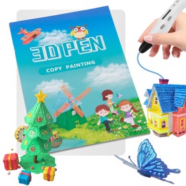 3D Pen Printing Drawing Book, Reusable Colorful 40 Patterns Thick Paper Template with a Clear Plate - 3D Graffiti Stencils Book for Kids, Children's Drawing Teaching Tools Gift for New Year
