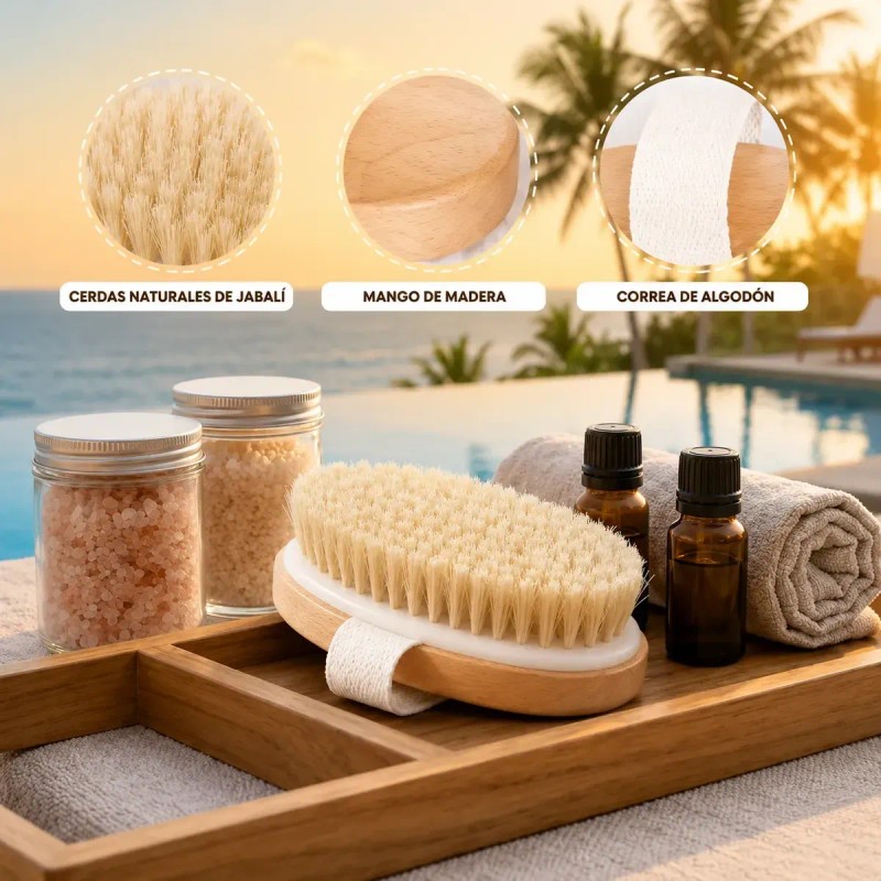 Cepillos Manual Corporal Chico Exfoliante Doble Cara Mango Removible 42cm