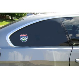 U.S. Custom Stickers Highway 420 Weed Road Sign Sticker 3 Inch