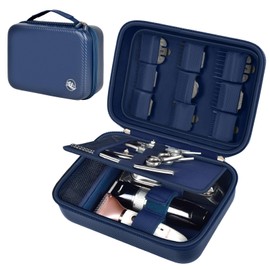 Boobowl Barber Accessories Bag for Clippers and Supplies, Mens Hair Trimmers Box, Portable Clipper Storage Holder for Hair Cutting, Guard Grooming Kit and Barbers Supplies (Bag Only)-Blue