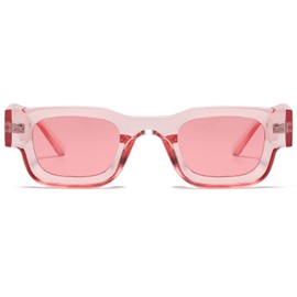 EYLRIM Thick Square Frame Sunglasses for Women Men Chunky Rectangle Polarized Sunglasses UV400 Protection(A71 Transparent pink)