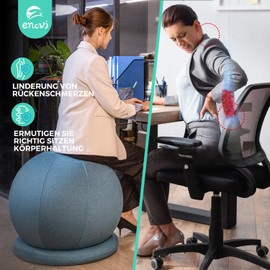 ENOVI ProBalanceΩ Ball Chair, Yoga Ball Chair Exercise Ball Chair with Slipcover and Base for Home Office Desk, Birthing & Pregnancy, 55cm, FG