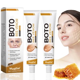 Bienengift-Faltenentfernungscreme, Bienengift-Hautbehandlungscreme, Anti-Falten-Feuchtigkeitscreme, Creme für das Gesicht, Befeuchtet und strafft die Haut, Für alle Hauttypen, Schachtel mit zwei