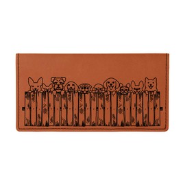 Peeking Pups Laser Engraved Leatherette Checkbook Cover Rawhide/Black