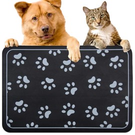 YCTMALL Pet Feeding mat Dog and cat Food Bowl mat Absorbent Non-Slip diatomite Dog Water Bowl mat Super Absorbent Quick Drying pet Food mat to Prevent Water Spills（Black+24.2x16.9in+Rectangular）