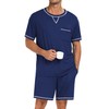 SWOMOG Men Modal Pajamas Set Comfy Sleepwear Short Sleeve Pjs