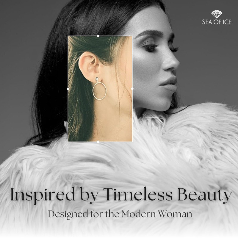 Sterling Silver Open Round Hoop Drop Dangle Earrings 5mm Bead