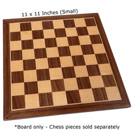 Chronos Chess Board with Inlaid Walnut Wood, Small 11 x 11 Inch, Board Only