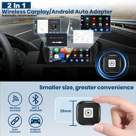 Pyniro 2-in-1 Wireless CarPlay & Android Auto Adapter, Mini Plug & Play Dongle for USB/Type-C Port Converts Wired to Wireless, Fast Auto-Connect, Low Latency, Compact Design for iOS 10+ & Android 11+