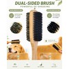 Angootao 3Pcs Natural Boar Bristle Brush Set for Short Haired