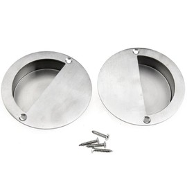 2pcs Stainless Steel Sliding Door Pull Handle Flush Recessed Circular w/Screws