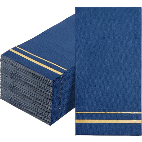 BUCLA 100-Count 3-Ply Disposable Napkins - Blue Paper Napkins Disposable Premium Quality - Dinner Napkins Disposable Soft, Absorbent for Parties, Weddings, Kitchen and Cocktail Beverage