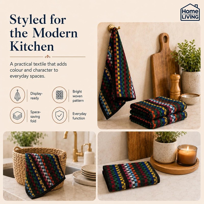 Home and Living Tea Towels for Kitchen,100% Cotton, Pack of