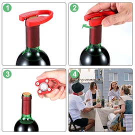 GOBETTER 2 Pcs Wine Foil Cutter Magnetic Design, 4 Stainless Blades Foil Remover Wine Bottles Opener Accessory, Removes Foil Top Effortlessly for Wine Lovers, Red
