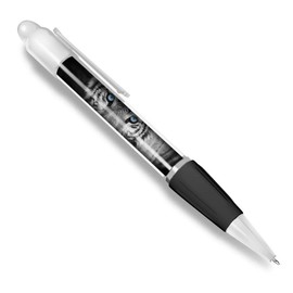 Beautiful and comfortable White Ballpoint Pen(Black Ink) - White Tiger Wild Big Cat Jungle Animal #24434