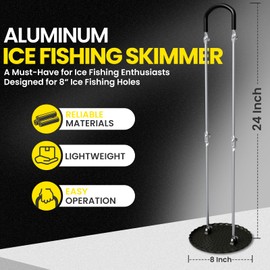 Somcthao Foldable Ice Fishing Skimmer - Aluminum Ice Fishing Scoop Skimmer for 8” Hole, Ice Fishing Gear, Ice Fishing Accessories