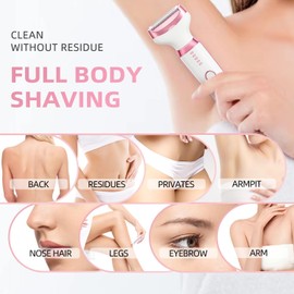 Electric Razor Shavers for Women Wet/Dry 5 in 1 Bikini Trimmer Face Razors for Face Nose Eyebrow Arms Armpit Legs Pubic Area Painless Facial Hair Removal