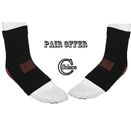 Solace Care Ankle Compression Support Sleeve - Sports Injury Sock/Athletic Running Brace/for Sprain/Strain/Prevent Cramps & Muscle Stiffness (Unisex) (One Size - Pair, Black)