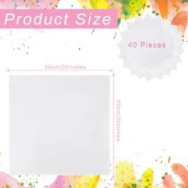 Fivebop 40 Pcs White Bandanas for Tie Dye DIY Blank Cotton Bandanas Plain Handkerchiefs Headband Head Wrap 22" x 22" (40-White)