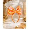 Orange Big Hair Bow Headband, Sequin Party Glitting Headwear for