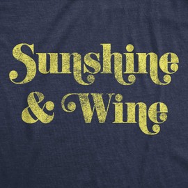 Funny Wine Shirt – Sunshine & Vintage Retro Drinking Tee for Women, Cute Summer Outfit & Wine Lover Gift - Navy - M