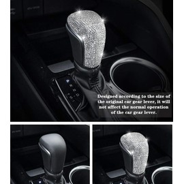 NIUHURU Compatible with Toyota Corolla Camry Avalon Levin Accessories Bling Shift Gear Lever Car Interior Bling Accessories for Women Fashion Rhinestone Crystal Decals