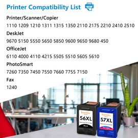 56XL 57XL High Yield Ink Cartridges (2 Pack) -Lomenti Remanufactured Ink Cartridges Replacement for HP 56XL 57XL Ink Cartridge for DeskJet 450 5145 5650 OfficeJet 4105 4211 4215 4251 5510 Printer
