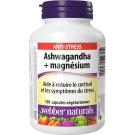 Webber Naturals Ashwagandha + Magnesium – Stress Relief & Cortisol Support, 120 Capsules