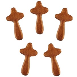 5Pcs Smooth Edge Hand Held Wood Cross Ergonomic Design Wooden Holding Cross Comfortable Clinging Palm Hand Cross for Christian Prayer