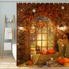 ICTEISOM Fall Shower Curtain, Autumn Pumpkins Maple Leaves Bathroom Curtain,