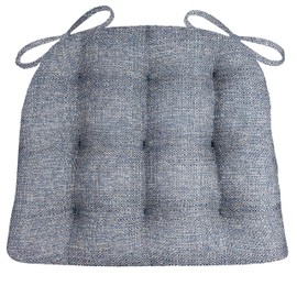 Barnett Home Decor Brisbane Colonial Blue Chair Pads with Ties - 16.5 x 18 Size Medium Chair Pad - Latex Foam Fill, Reversible - Made in USA (Federal Blue)